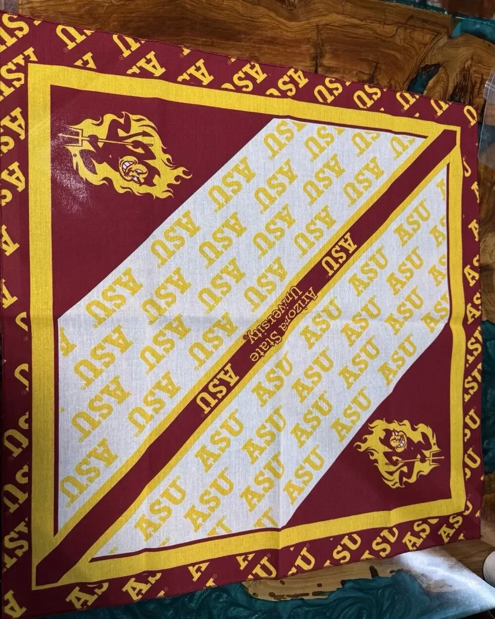 College Team Tie Bandana for NCAA NEW ASU Arizona State University 21” X 21”